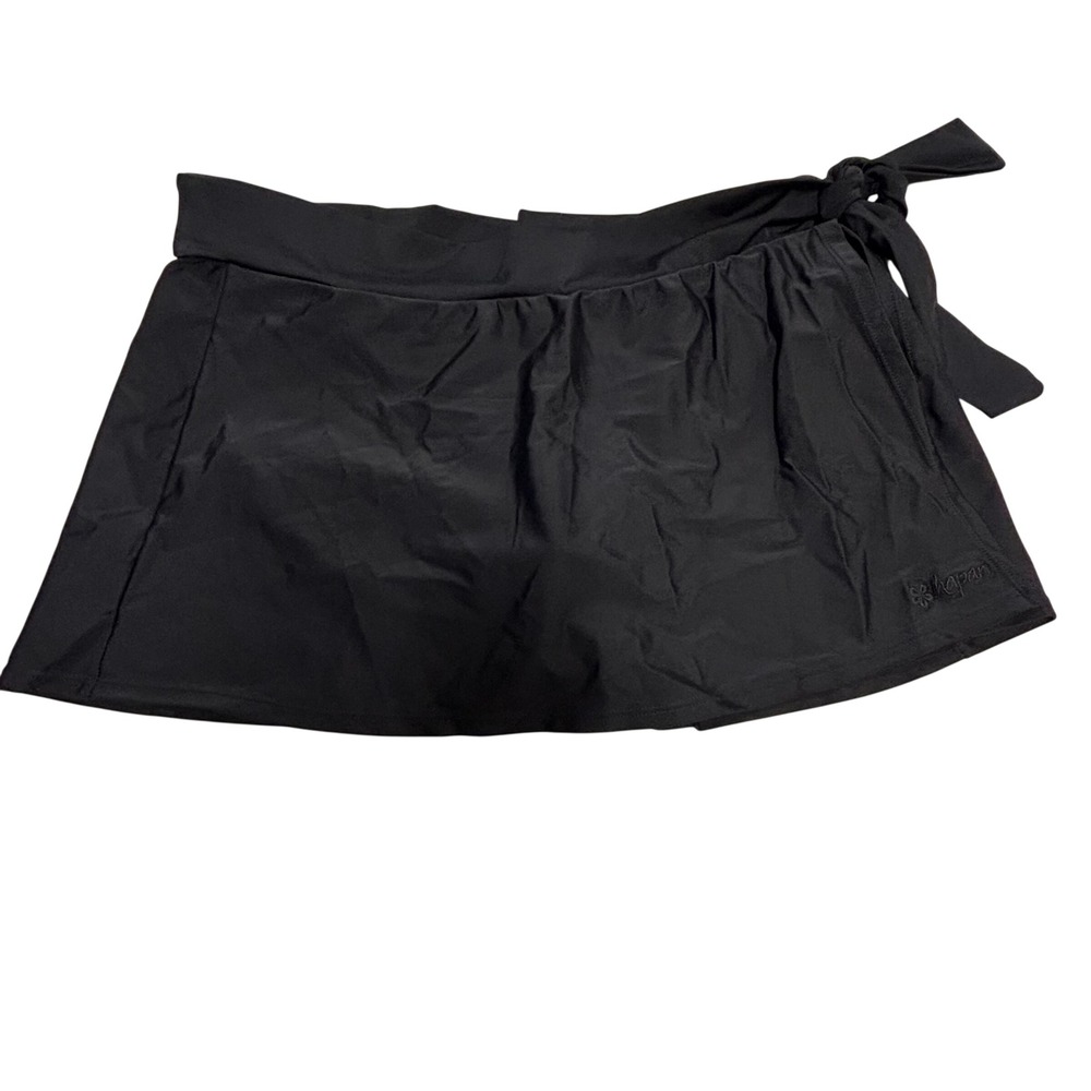 Hapari Black Sarong Swim Skirt Bottoms Built-in Brief XL